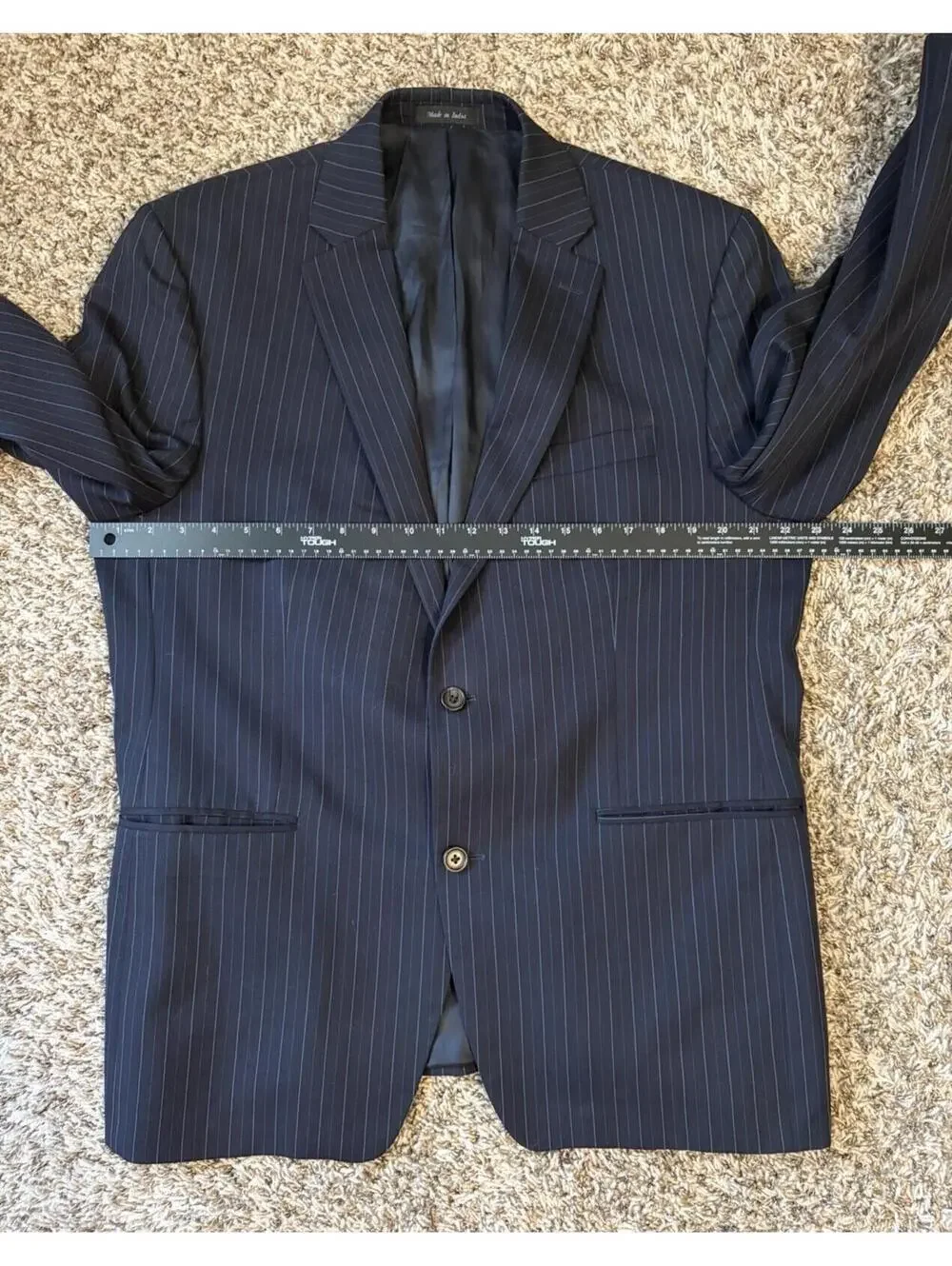 Lauren Ralph Lauren Navy Blue Pinstripe 100% Wool Suit Jacket Blazer Size 44R